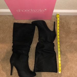 Shoedazzle // black suede heel boot